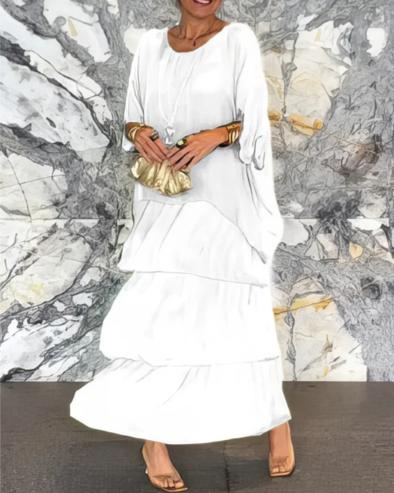 Estrella - Vestido maxi holgado con cuello redondo