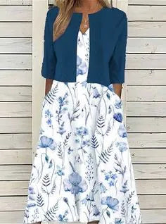Elise - Vestido midi de dos piezas con estampado floral