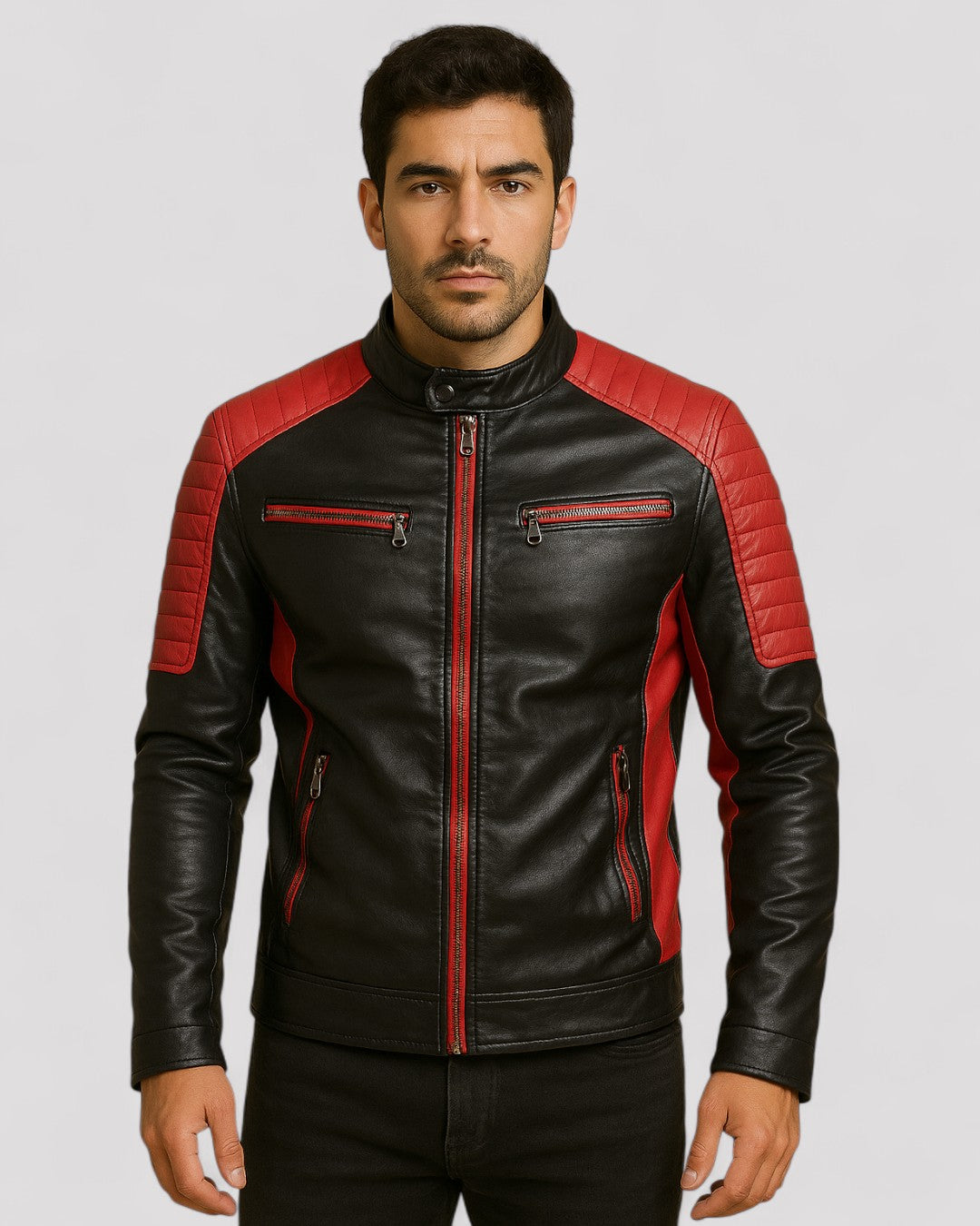Mauricio - Chaqueta Motociclista con Bolsillos y Cremalleras