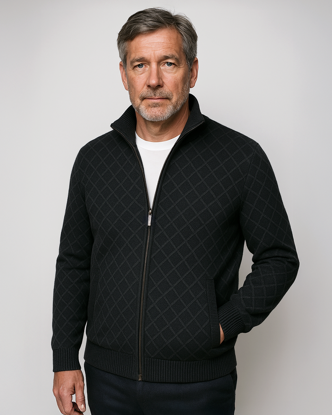 Cristóbal - Chaqueta de punto para hombre con sutil estampado de cuadros